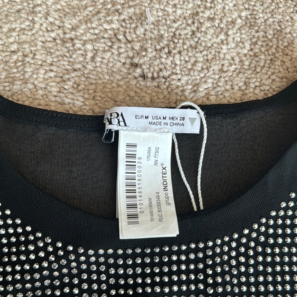 Zara Black & Silver rhinestone Bodysuit One Piece - Picture 6 of 8